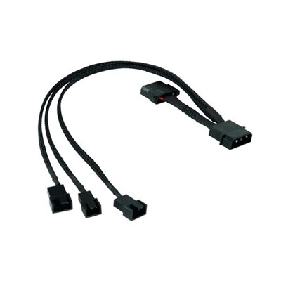 Phobya Adapteri 4Pin Molex Y-muunnos 2x4Pin PWM ja 1x3Pin 30cm - musta