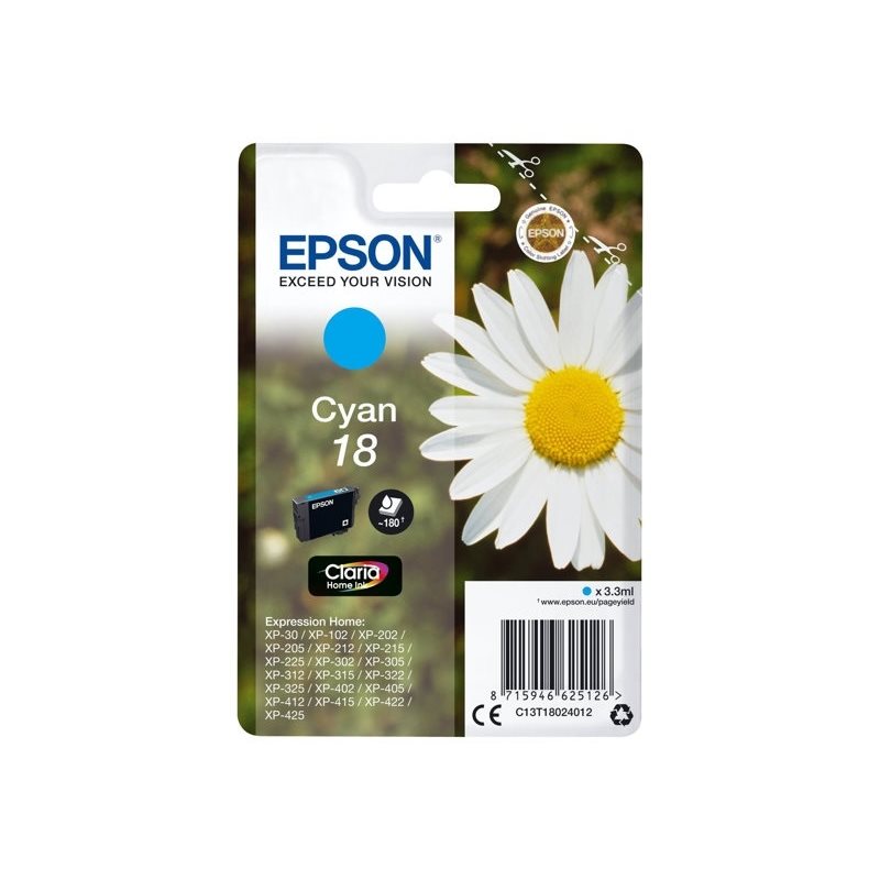 Epson 18 Claria Home Ink Daisy -väriainekasetti, syaani