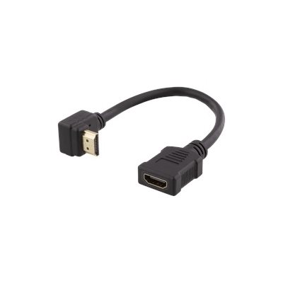 Deltaco HDMI-sovitin, uros -> naaras, 0,2m, musta