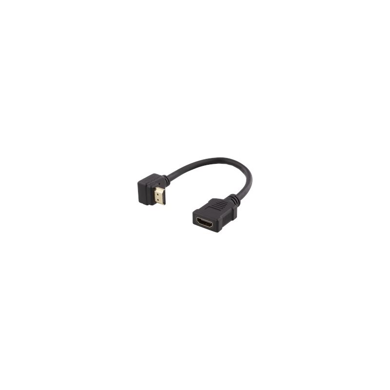 Deltaco HDMI-sovitin, uros -> naaras, 0,2m, musta