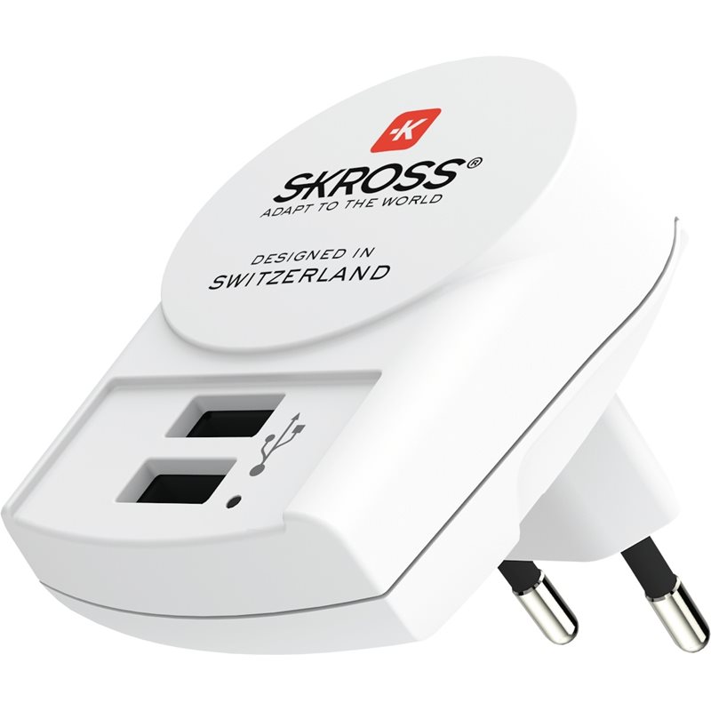 Skross Verkkovirtalaturi, 2x USB-A, valkoinen - Kuva 2