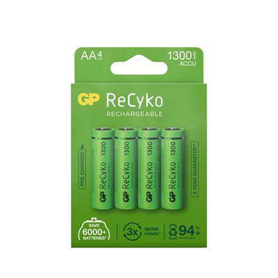 GP ReCyko NiMH 1300mAh AA, 4kpl/pakkaus