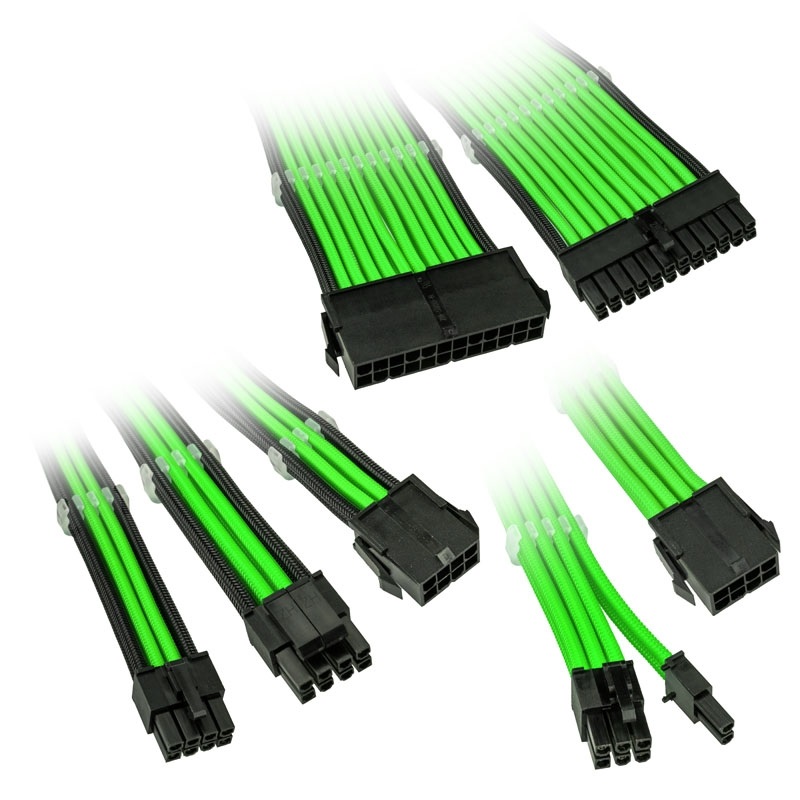 Kolink Core Adept Braided Cable Extension Kit - Green, jatkokaapelisarja