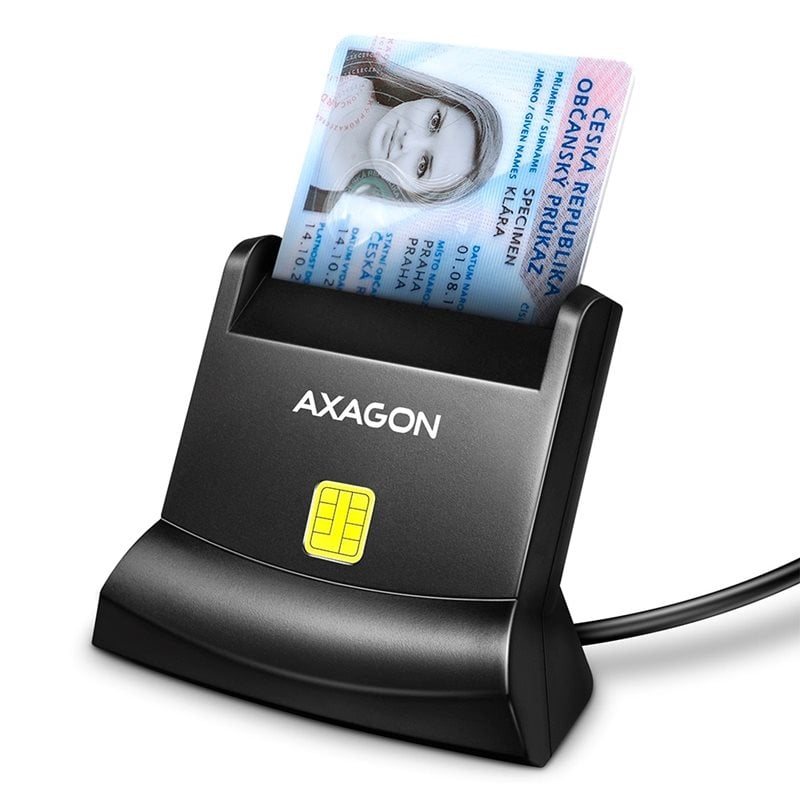 AXAGON Älykortinlukija, pystymallinen, USB-A, 1,3m, musta