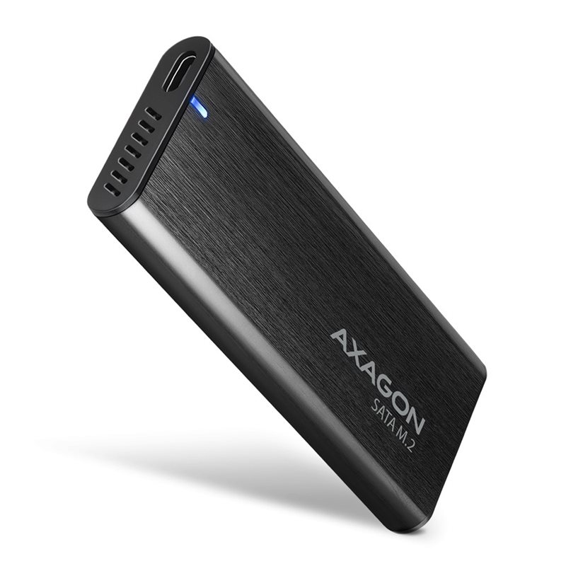 AXAGON Ulkoinen USB-C 3.2 Gen 2 -kiintolevykotelo M.2 SATA SSD:lle, 0,2m, musta