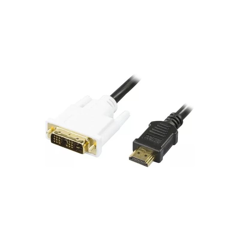 Deltaco HDMI -> DVI-D -adapterikaapeli, Single-Link, 2m, musta