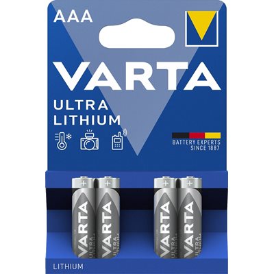 Varta AAA/LR03 Ultra Lithium -paristo, 4kpl