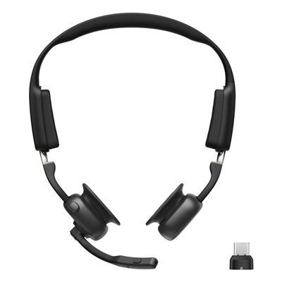 Shokz OpenMeet UC, langattomat luujohdekuulokkeet mikrofonilla, Bluetooth 5.4, USB-C dongle, musta