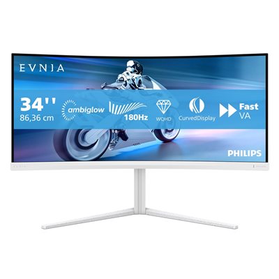 Philips 34" Evnia 5000 34M2C5501A, kaareva 180Hz WQHD-pelimonitori, musta