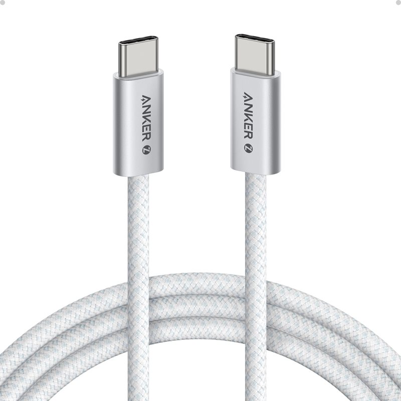 Anker 2.0 USB-C Zolo -kaapeli, PD3.1 240W, punottu, 1,8m, valkoinen