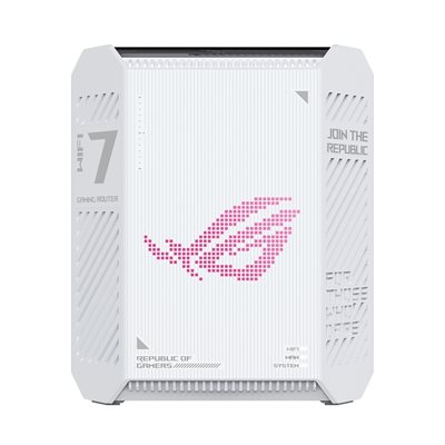 Asus ROG Strix GS-BE7200, Dual-band Wi-Fi 7 -pelireititin, 802.11be, valkoinen