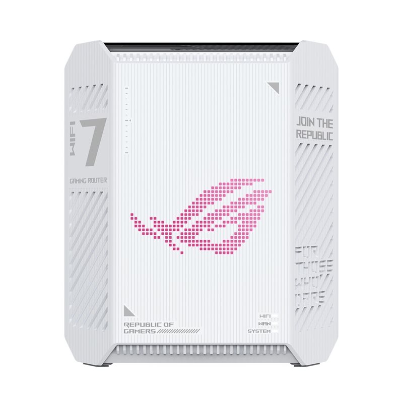 Asus ROG Strix GS-BE7200, Dual-band Wi-Fi 7 -pelireititin, 802.11be, valkoinen