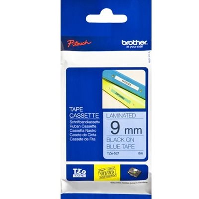 Brother TZ521 9 BLACK ON BLUE