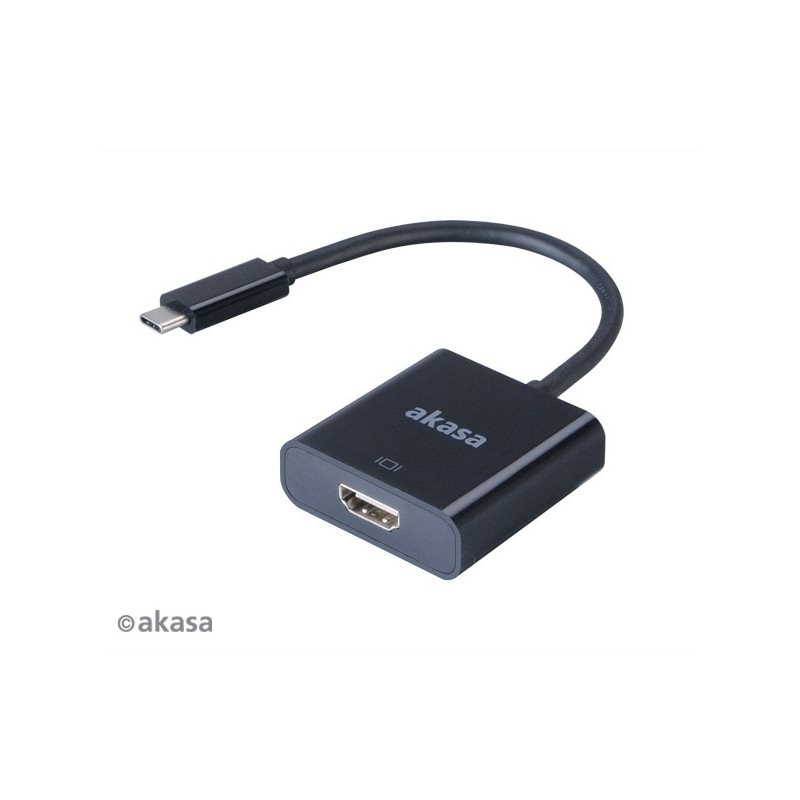 Akasa USB-C -> HDMI -adapteri, 15cm, musta (Poistotuote! Norm. 19,8€)