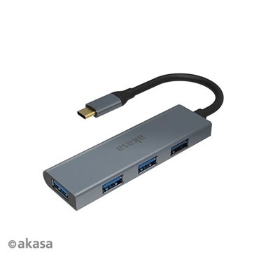 Akasa 4-porttinen 3.2 Gen1 USB-C -hubi, harmaa/musta