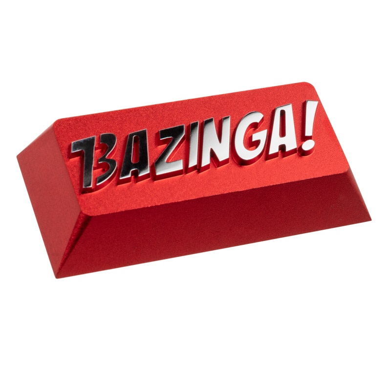 ZOMOPLUS Aluminium Keycap - BAZINGA! -näppäinhattu, punainen/hopea