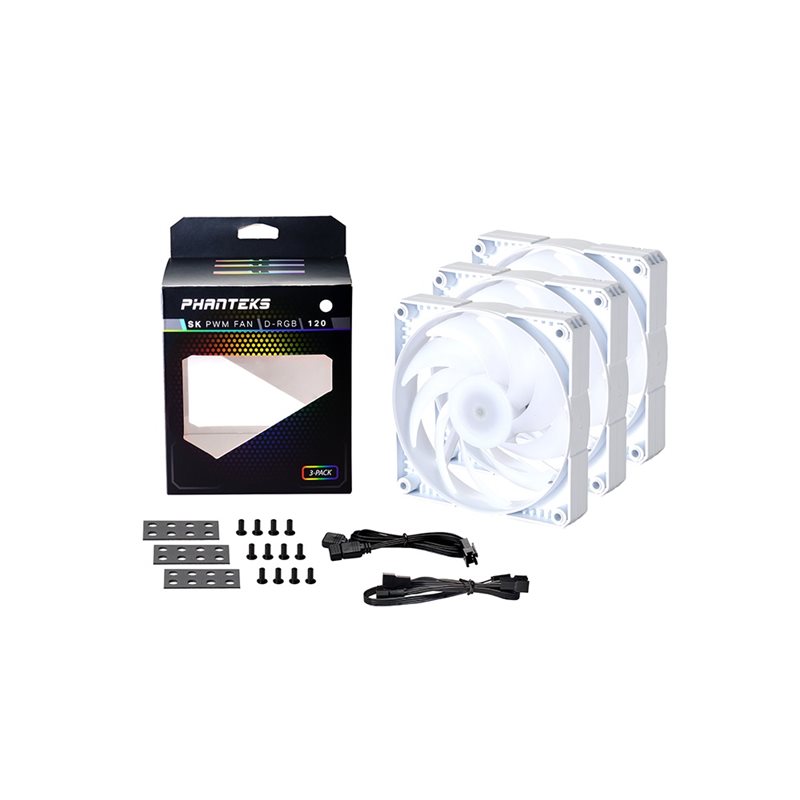 Phanteks (Outlet) SK PWM FAN 120mm, White D-RGB 3-pack -laitetuuletinsarja, valkoinen