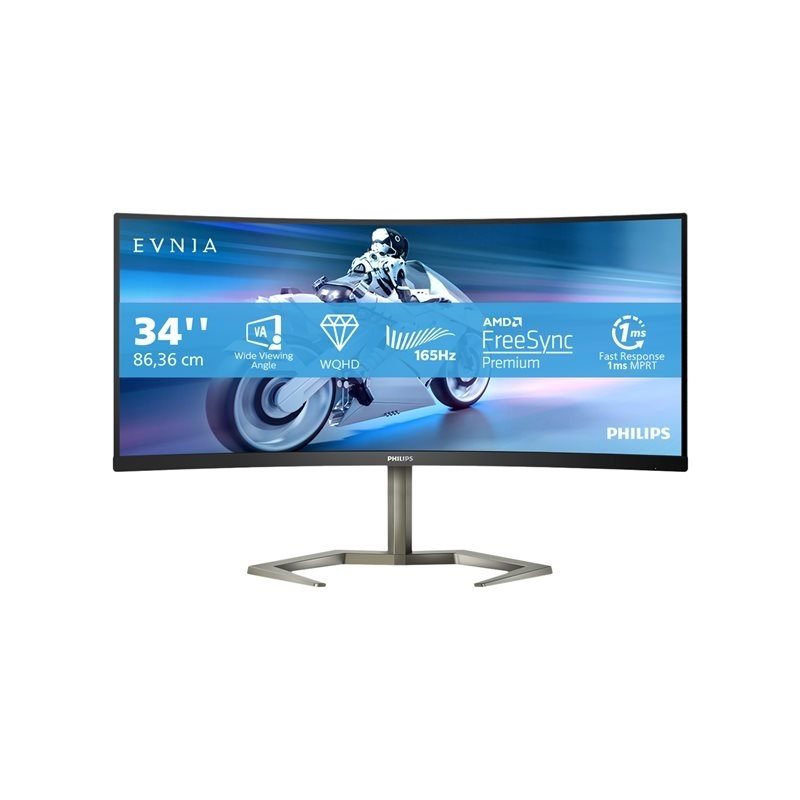 Philips 34" Evnia 5000 34M1C5500VA, kaareva 165Hz WQHD-pelimonitori, musta