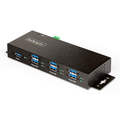 StarTech.com 7-porttinen 3.2 Gen1 USB-A -hubi, managed, DIN-kiskoon, musta