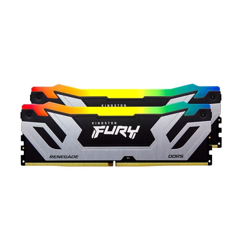 Kingston 48GB (2 x 24GB) FURY Renegade RGB Silver, DDR5 8400MHz, CUDIMM, CL40, 1.45V, musta/hopea