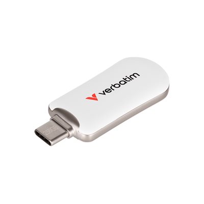 Verbatim 256GB Plectra, 3.2 Gen1 USB-C -muistitikku, 100/25 MB/s, valkoinen