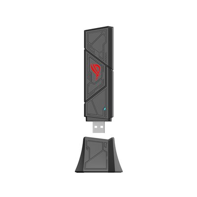 Asus ROG USB-BE92, Tri-Band Wi-Fi 7 WLAN-sovitin, 802.11be, 6500 Mbps, 2.0 USB-A, musta