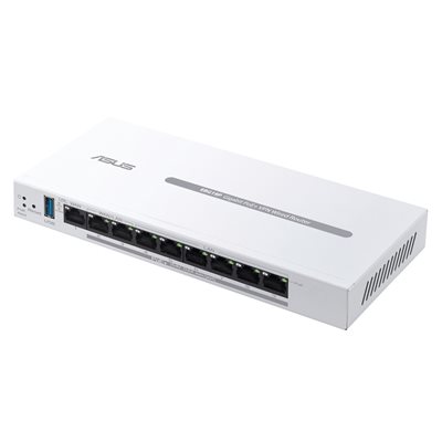 Asus ExpertWiFi EBG19P, 8-porttinen GbE hallittava PoE+ + VPN kytkin, 8x PoE+, 123W, valkoinen