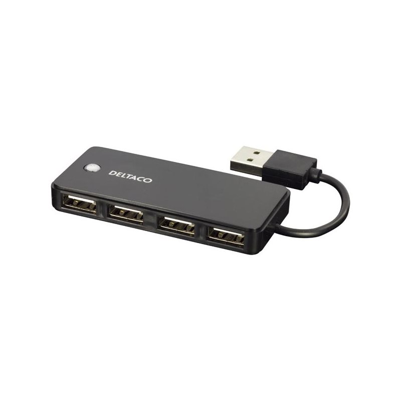 Deltaco USB 2.0 hubi, 4xTyyppi A naaras, musta