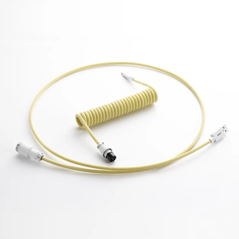 CableMod Pro Coiled Keyboard Cable, USB A -> USB Type C, 150cm, Lemon Ice
