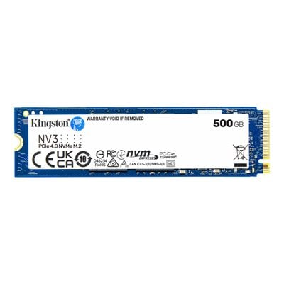 Kingston 500GB NV3 PCIe 4.0 NVMe SSD-levy, M.2 2280, 5000/3000 MB/s