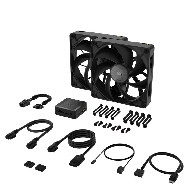 Corsair iCUE LINK RX140 MAX 140 mm PWM Fans Starter Kit ‑aloitussarja, musta