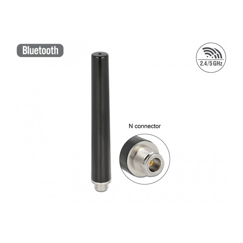 DeLock WiFi6 ympärisäteilevä antenni, N-liitin, 4-6dBi, 802.11 ac/ax, 16,55cm, musta
