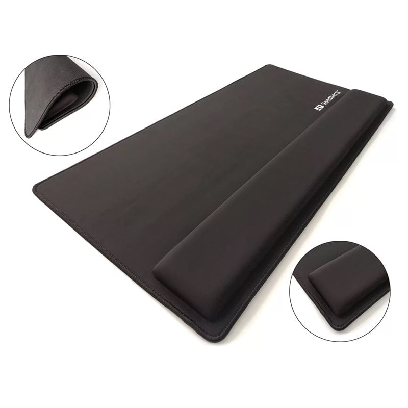 Sandberg Desk Pad Pro XXL, ergonominen hiirimatto, 71 x 35 x 2,3 cm, musta