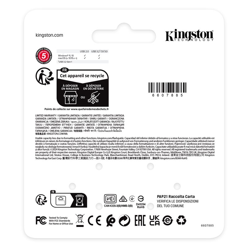 Kingston 64GB DataTraveler SE9 Gen3, 3.2 Gen1 USB-A -muistitikku, 220/100 MB/s, nikkeli - Kuva 2