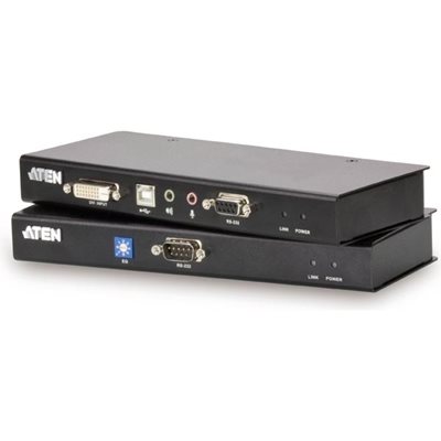 Aten Järjestelmänjatkaja, USB, DVI Single Link, sarja ja ääni 2xCat5e-kaapelissa, 60m, musta