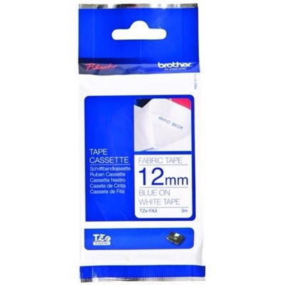 Brother TZFA3 12 BLUE ON WHITE FABRIC