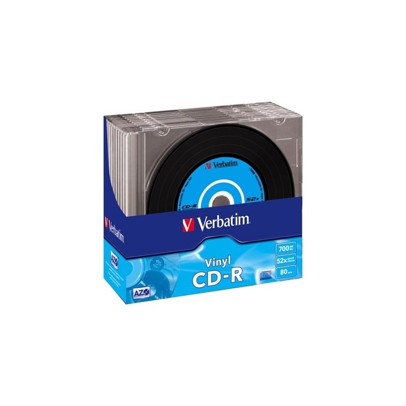 Verbatim CD-R, 52x, 700 MB/80 min, 10-pakkaus slimcase, vinyyli