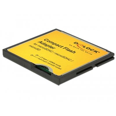 DeLock Compact Flash -> MicroSD -adapteri, musta/keltainen