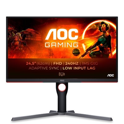 AOC 24,5" 25G3ZM/BK, 240Hz Full HD -pelimonitori, musta/punainen