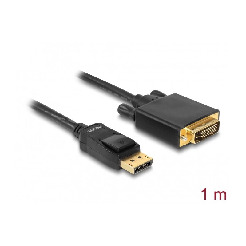 DeLock Displayport - DVI-D (Dual-Link) -adapterikaapeli, 1m, musta