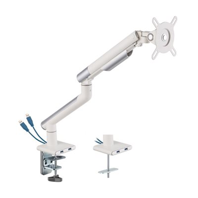 Alterzone 17-32" Arm One USB, -pöytäteline näytölle, 2x 3.2 Gen1 USB-A, valkoinen
