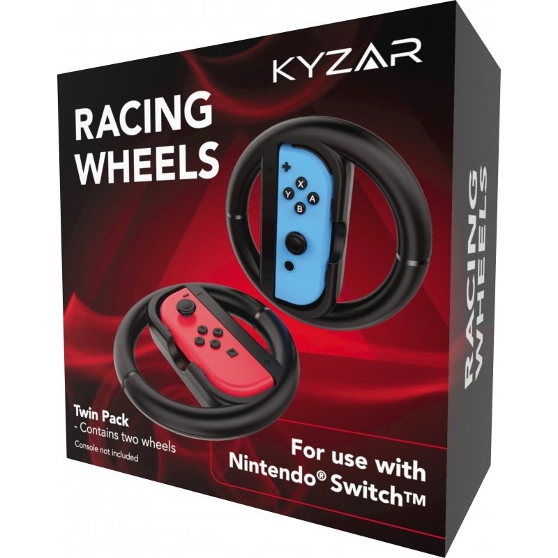 Venom Kyzar Racing Wheels, rattisovittimet Joy-Con -ohjaimille, 2 kpl, musta