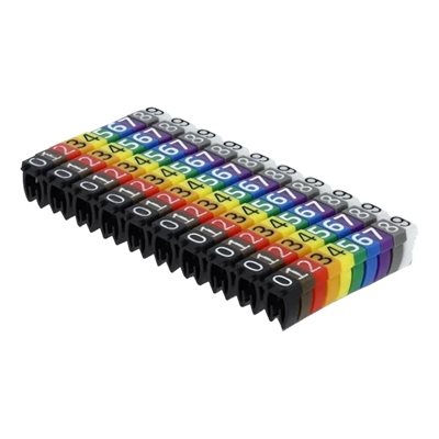 DeLock Kaapelimerkit, numerot 0-9 x 10 väriä, yht. 100kpl