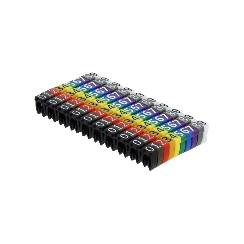 DeLock Kaapelimerkit, numerot 0-9 x 10 väriä, yht. 100kpl