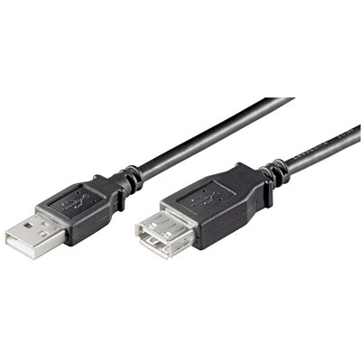 MicroConnect 2.0 USB-A -jatkokaapeli, uros-naaras, 1m, musta