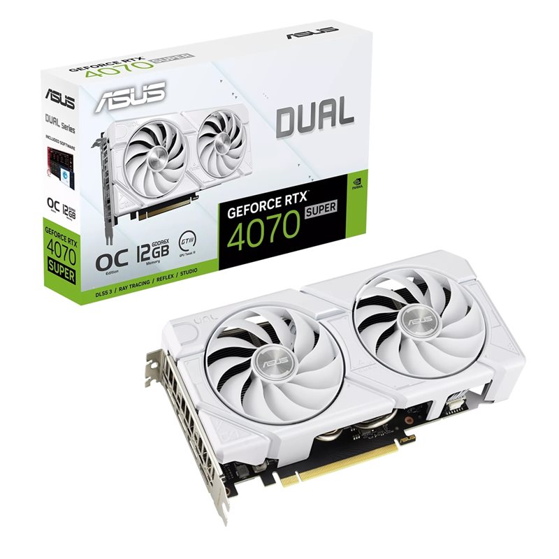 Asus GeForce RTX 4070 SUPER DUAL EVO White OC Edition -näytönohjain, 12GB GDDR6X