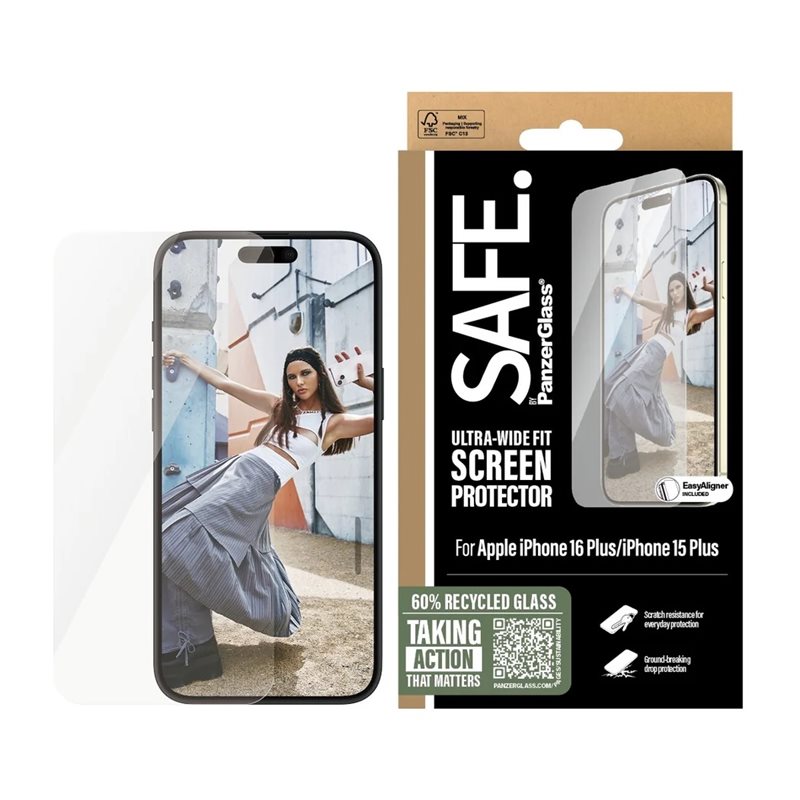 PanzerGlass Safe -panssarilasi, Apple iPhone 16 Plus/15 Plus