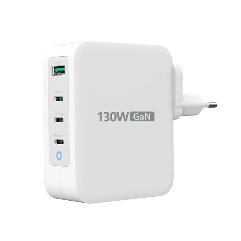 j5create 130W GaN-verkkovirtalaturi, 3x USB-C, USB-A, valkoinen