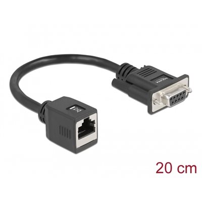 DeLock Sarjaportti DB9 -> RJ-45 -adapteri, 20cm, musta