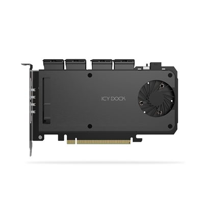 ICY DOCK ExpressSlot Slide 4-paikkainen M.2 NVMe SSD -> PCIe 5.0 x16 levykotelo/adapteri, musta